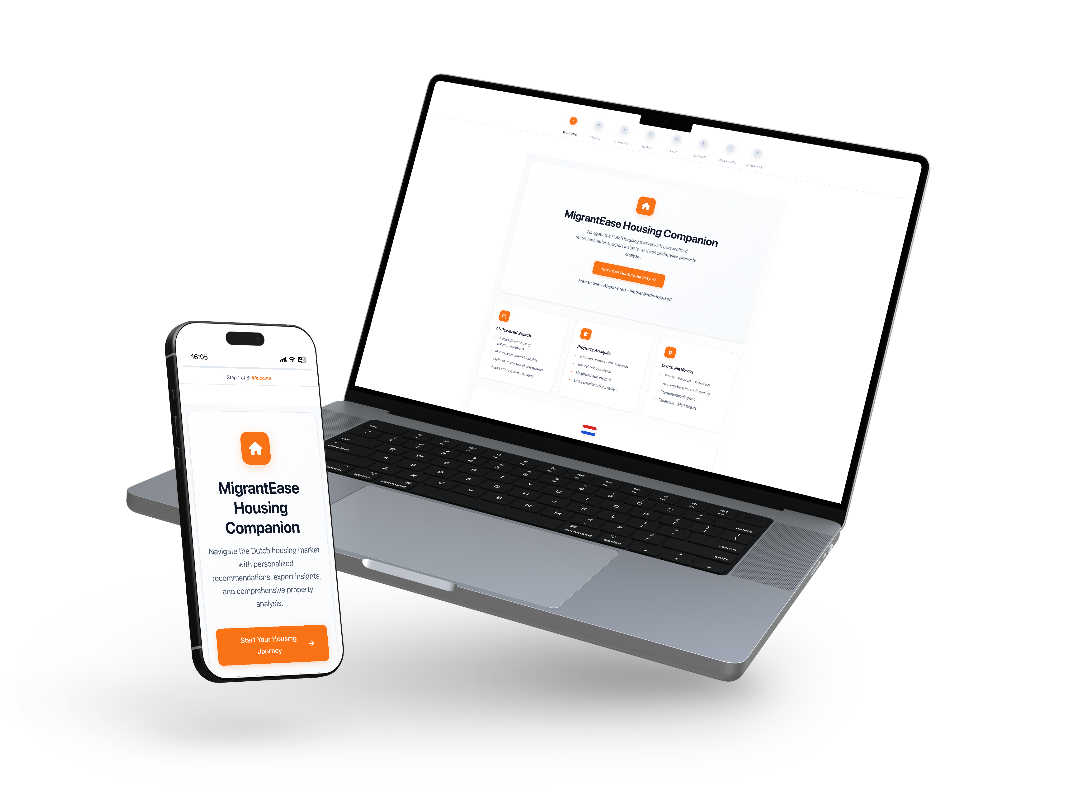 MigrantEase Housing platform mockup